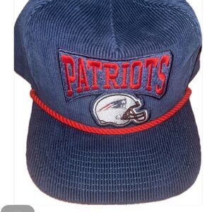 NWT NFL Rare. Patriots Blue Corduroy Golf Snap back Hat.